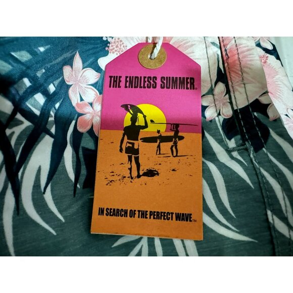 Mens The Endless Summer Sz XL Swim Board Trunks Tropical Floral Sage Teal Pink - Picture 5 of 6